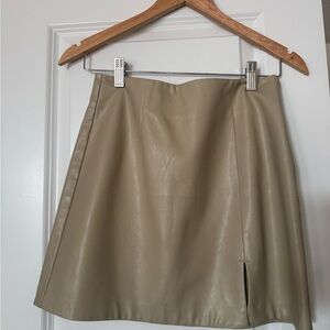 Oak + Fort Beige/Cream Vegan Leather Mini Skirt